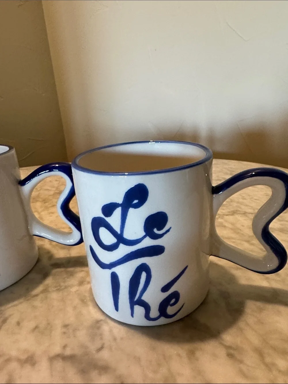 Anthropologie Le Café & Le Thé Mug Set in Green and Blue Accents